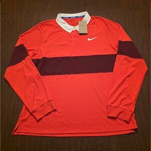 Nike Court Advantage Slam Long Sleeve Tennis Polo Red IB8141-696 Men's XL